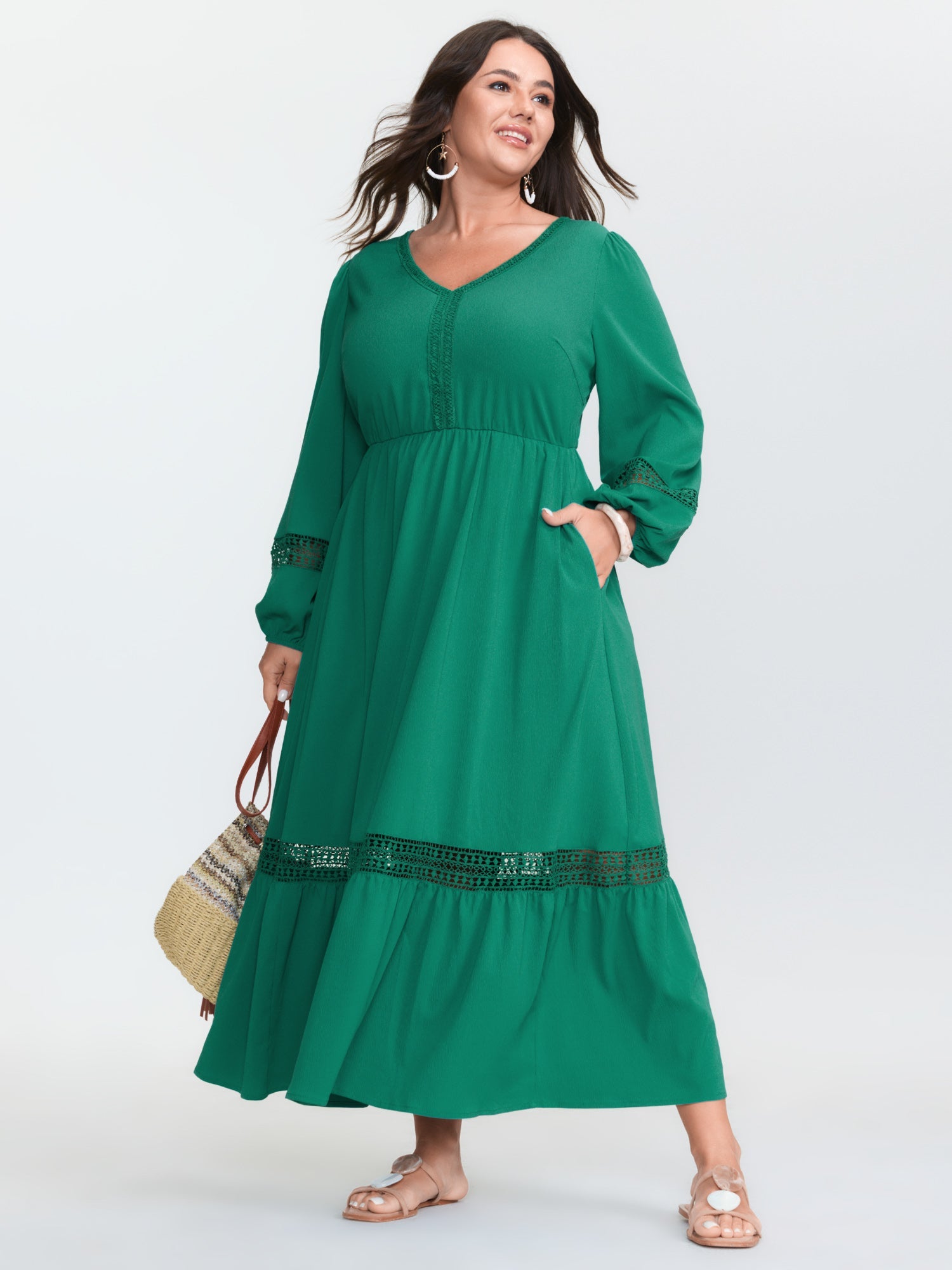 Supersoft Lace Trim Tiered Maxi Dress