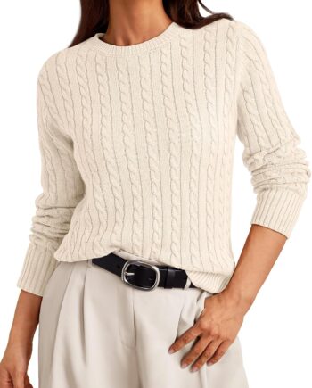 Women’s Lightweight Cable Knit Business Casual Pullover Sweater